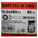 RAPI-TEC HBS 10x260mm - zápustná hlava, T40 žlutý / bílý