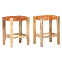 Barové stoličky 2 ks hnědé pravá kůže 60 cm, 321831
