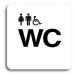 Accept Piktogram "WC ženy, muži, invalidé" (80 × 80 mm) (bílá tabulka - černý tisk bez rámečku)