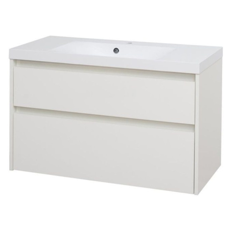 MEREO Opto, koupelnová skříňka s umyvadlem z litého mramoru 101 cm, bílá CN912M
