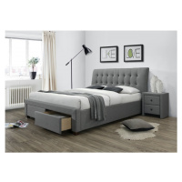 Dvoulůžková postel PERCY –⁠ 160x200, látka, šedá