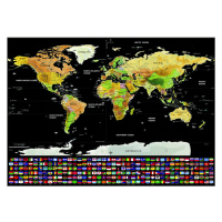 Deluxe Stírací mapa světa s vlajkami, 82,5 x 59,4 cm Varianta: 82.5 x 59.4 cm, s tubou