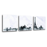 Impresi Obraz Paříž panorama - 90 x 30 cm (3 dílný)