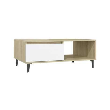 SHUMEE Konferenční stolek bílý a dub sonoma 90 × 60 × 35 cm dřevotříska , 806009