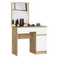 Ak furniture Kosmetický stolek se zrcadlem P-2/SL dub artisan/bílý pravý