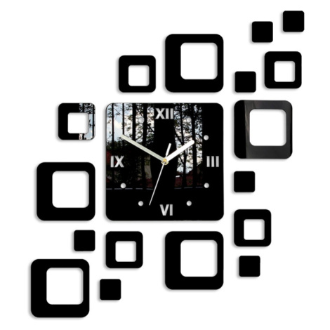 ModernClock 3D nalepovací hodiny Roman Quadrat černé