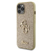 Zadní kryt Guess PU Fixed Glitter 4G Metal Logo pro Apple iPhone 12/12 Pro, zlatá