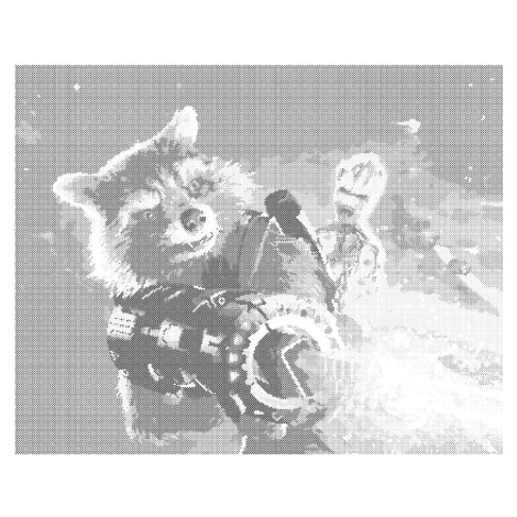Tečkování - ROCKET A GROOT V BOJI (STRÁŽCI GALAXIE) Rozměr: 40x50 cm, Rámování: bez rámu a bez v