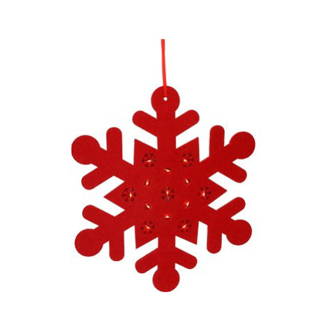 H&L Sněhová vločka LED Hangdeco, 35 cm, filc, červená