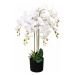 Umělá rostlina orchidej s květináčem 75 cm bílá