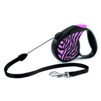 Flexi Safari zebra M lanko 5 m/20 kg růžové