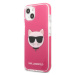 Pouzdro KARL LAGERFELD Apple iPhone 13 mini - hlava Choupette - plastový / gumový - růžový