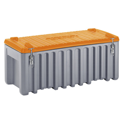 CEMO Univerzální box z polyetylenu, obsah 250 l, nosnost 200 kg, šedá / oranžová