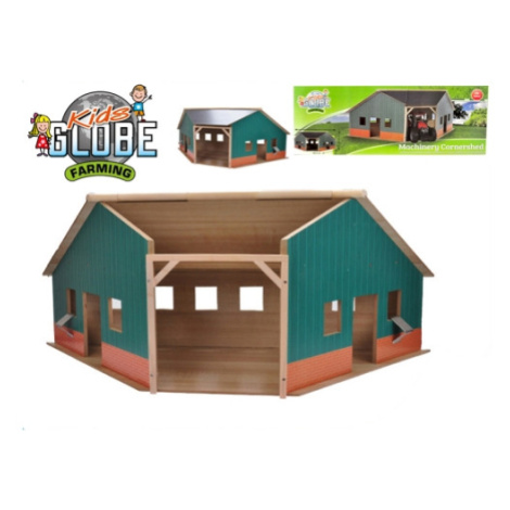 MIKRO TRADING - Kids Globe Farming garáž/farma dřevěná 40,5x100x38cm 1:16 v krabičce