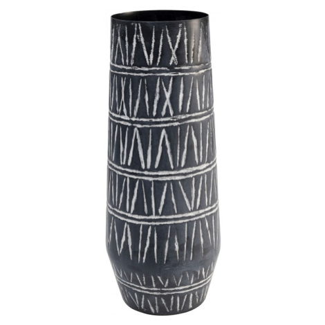 KARE Design Černobílá kovová váza Scribble 43cm