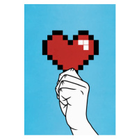 Fotografie Close up hand holding pixelated heart, Malte Mueller, 26.7 × 40 cm