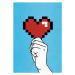 Fotografie Close up hand holding pixelated heart, Malte Mueller, 26.7 × 40 cm