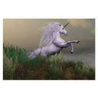 Umělecký tisk White Unicorn on Mountain, CoreyFord, (40 x 26.7 cm)