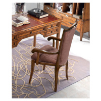 Estila Luxusní rustikální pracovní židle Lasil z masivního dřeva v hnědé barvě as bordó čalouněn