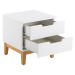 Noční stolek Barit (2x zásuvka, masiv, bílá, borovice)