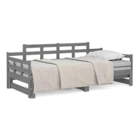 Výsuvná postel šedá masivní borovice 2× (90 × 200) cm, 820344