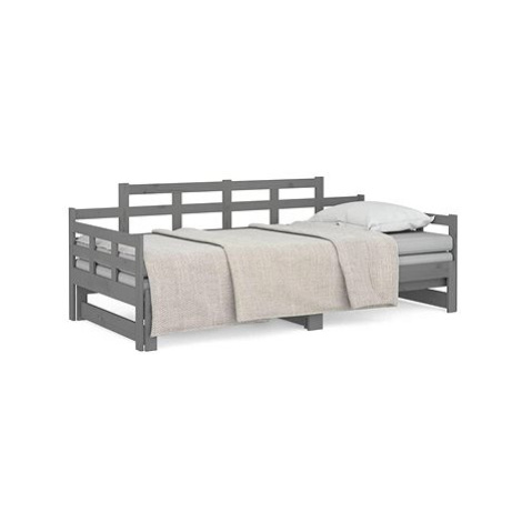 Výsuvná postel šedá masivní borovice 2× (90 × 200) cm, 820344 SHUMEE