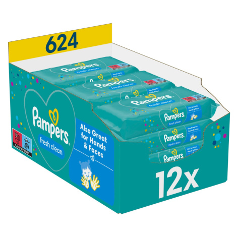 Pampers Fresh Clean vlhčené ubrousky 12x52 ks