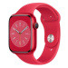 Apple Watch S8, 45mm, červená, sportovní řemínek, červená