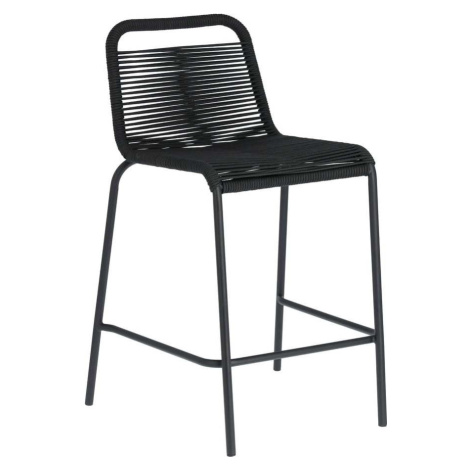 Černá barová židle s ocelovou konstrukcí Kave Home Glenville, výška 62 cm