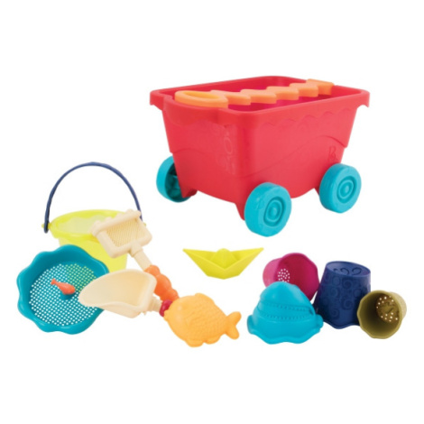 Vozík s hračkami na písek červený