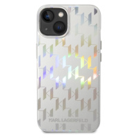 Pouzdro Karl Lagerfeld Iridescent Monogram iPhone 14 Plus střbrné