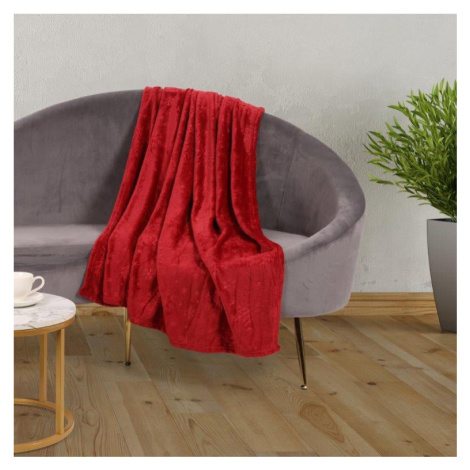 Mikroplyšová deka VLOČKY, červená 140 x 200 cm decoDoma