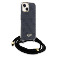 Zadní kryt Guess IML 4G Printed Crossbody popruh pro Apple iPhone 15, černá