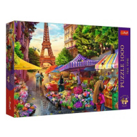 Trefl Puzzle Premium Plus - Čajový čas: Květinový trh, Paříž 1000 dílků 68,3x48cm v krabici 40x2