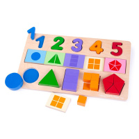 Bigjigs Toys Didaktická deska - Čísla, barvy, tvary