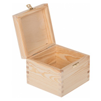 FK Dřevěná krabička se sponou - 16x16x13 cm, Přírodní