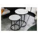 Estila Designový kulatý set příručních stolků Industria Marbleux v moderním stylu v provedení bí