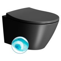 GSI MODO závěsná WC mísa, Swirlflush, 37x52cm, černá dual-mat