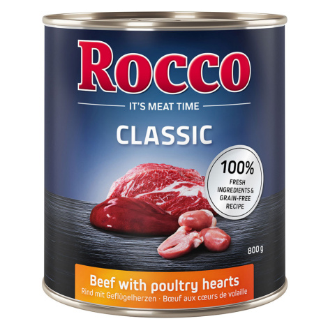Rocco Classic 6 x 800 g - Hovězí s drůbežími srdíčky
