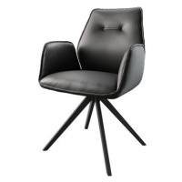 DELIFE Otočná židle Zoa-Flex černá pravá kůže křížová podnož hranatá otočná černá