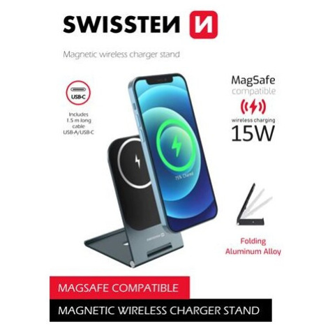 SWISSTEN WIRELESS NABÍJEČKA ULTRA THIN (kompatibilní s MagSafe) 8595217480469 Černá