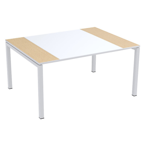 Paperflow Konferenční stůl easyDesk®, v x š x h 750 x 1500 x 1160 mm, bílá/bukový dekor