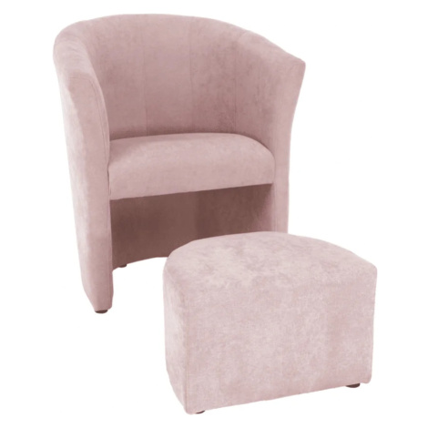 Tempo Kondela Křeslo s taburetem ROSE - pudrová růžová