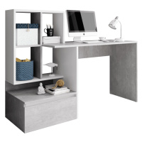 PC stůl NEREO, beton/bílý mat