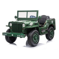 mamido  Dětský elektrický vojenský Jeep Willys 4x4 třímístný zelený