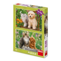 Pejsek a kočička na zahradě 2x48 Puzzle