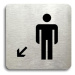 Accept Piktogram "WC muži vlevo dolů" (80 × 80 mm) (stříbrná tabulka - černý tisk bez rámečku)