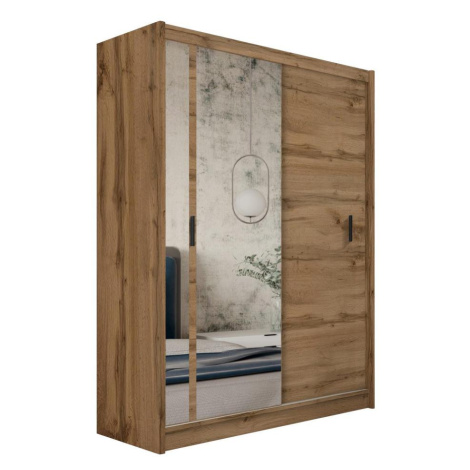 Šatní skříň se zrcadlem SABRINA 180x215x61 cm dub woltan OSLO 180 Wotan