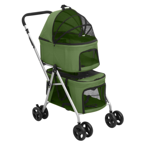 vidaXL 2patrový skládací kočárek pro psa zelený 83 x 48 x 97 cm oxford