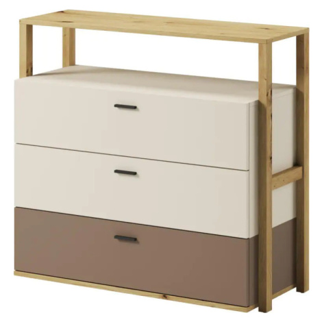 Casarredo Komoda se 3 zásuvkami LIMERA barva dub artisan/béžová/lanýž